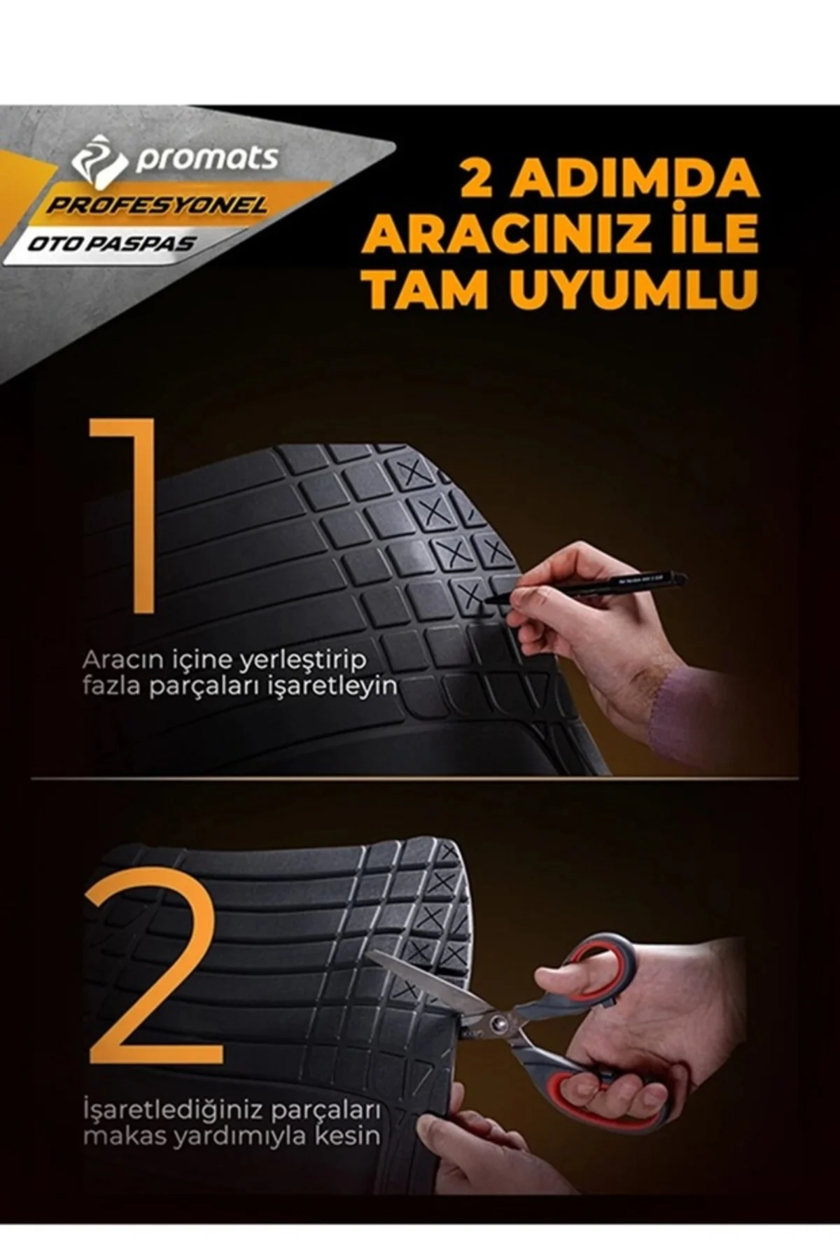 Toyota Yaris 2022 Uyumlu 3,5 Cm Derin Havuzlu Pro Siyah Oto Paspas