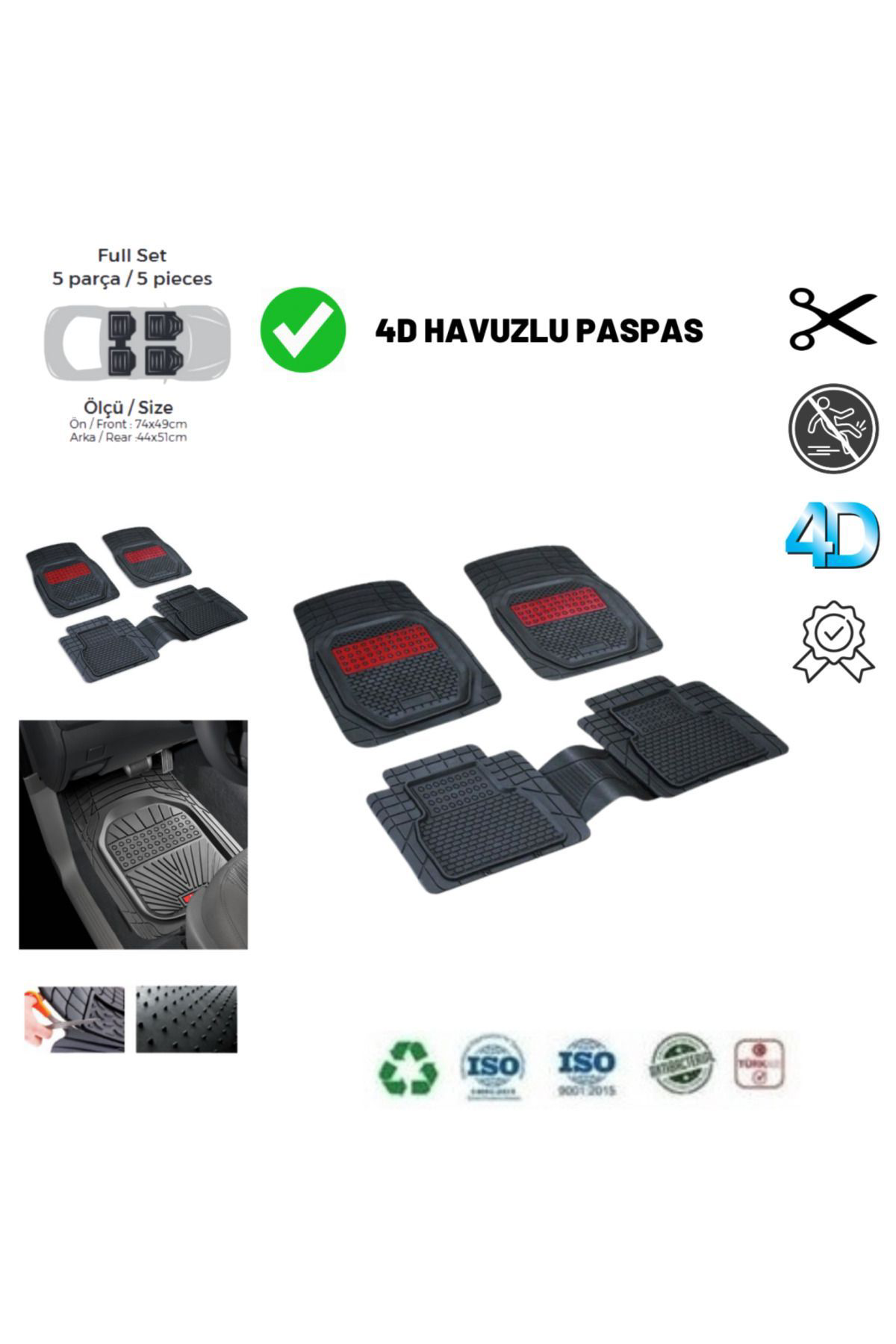 Zeyno Ticaret Toyota Yaris 2021 Uyumlu Havuzlu Üniversal Yeni Nesil Plus Paspas