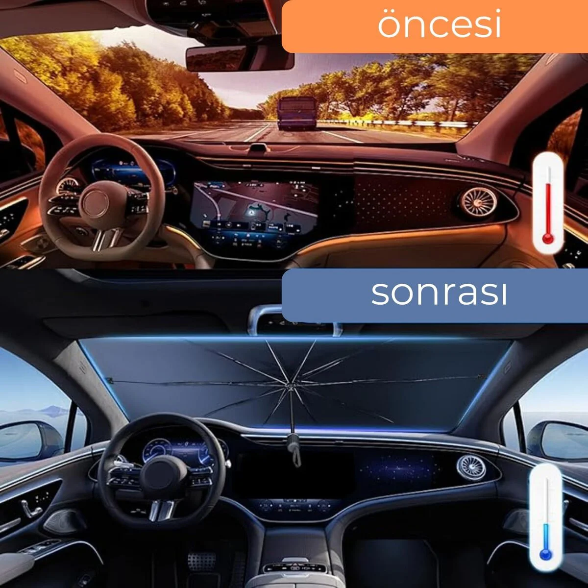 Toyota Yaris VW Polo Kia Rio Fiat Punto Hyundai Accent Blue Uyumlu Oto Şemsiye