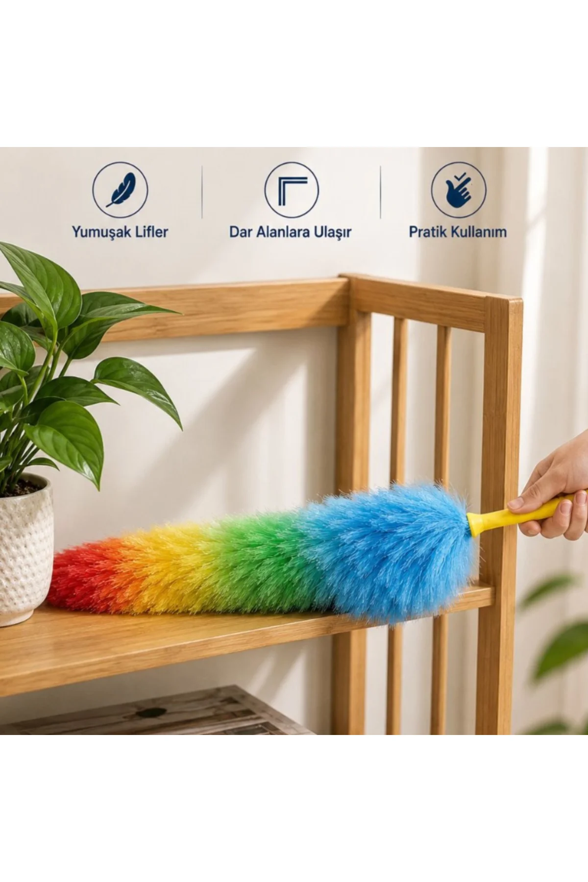 Toz Alma Fırçası - Renkli - Peluş Püsküllü - Pratik Toz Alma Fırçası - Renkli - Peluş Püsküllü - Pratik