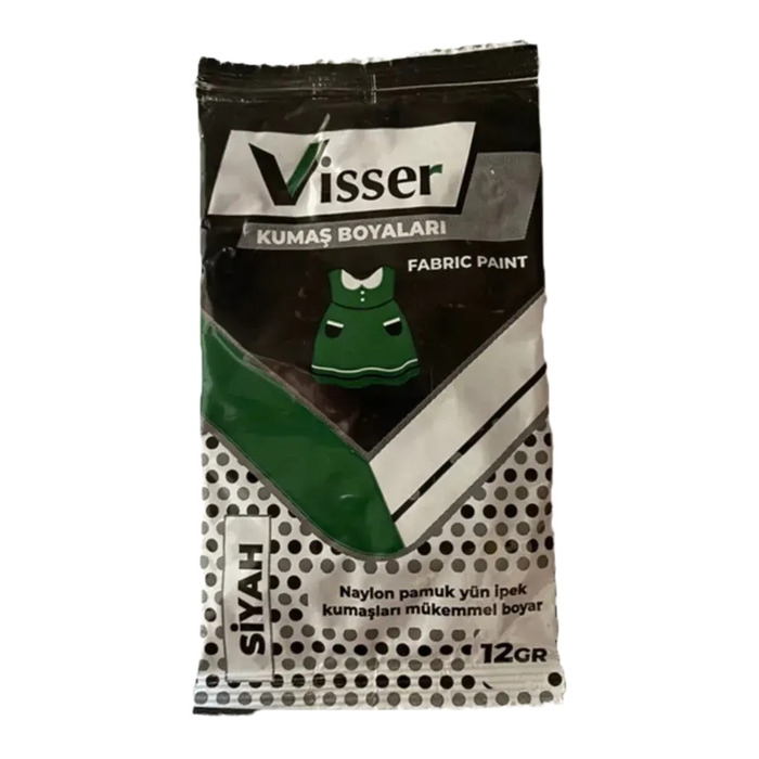 Visser Toz Kumaş Boyasi Siyah Kot Pantolon Gömlek T-Shirt Boyama 12 Gr