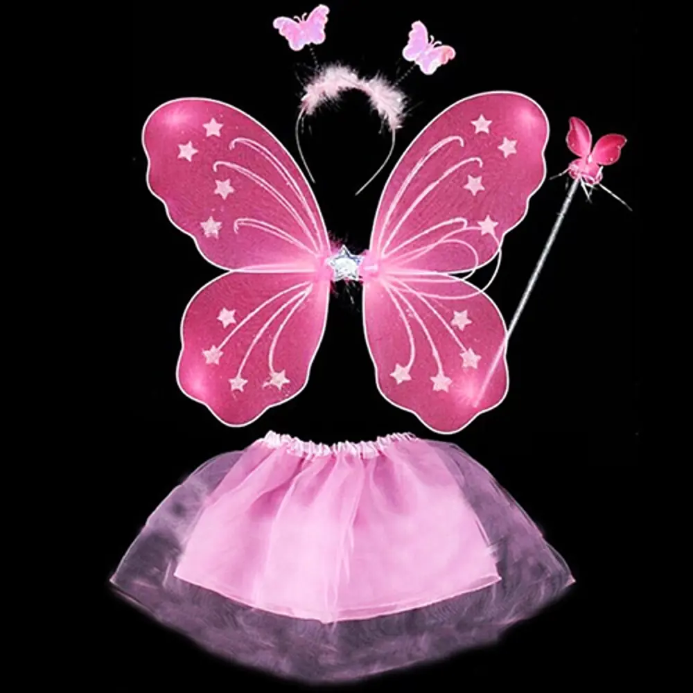 Toz Pembe Kelebek Kostümü - Toz Pembe Kelebek Kostüm Aksesuar Set