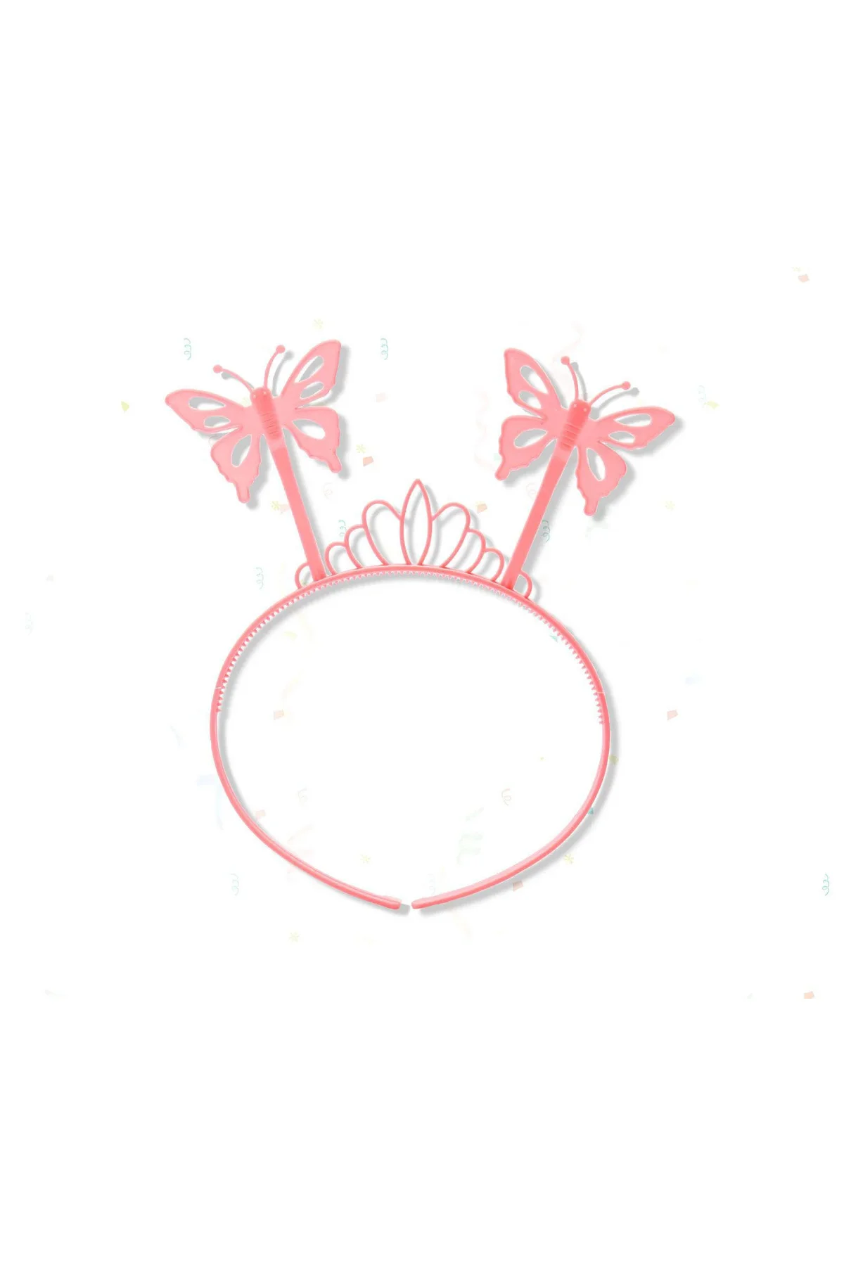 Toz Pembe Renk Kelebek Kanadı Tacı ve Sopası 50x37 cm
