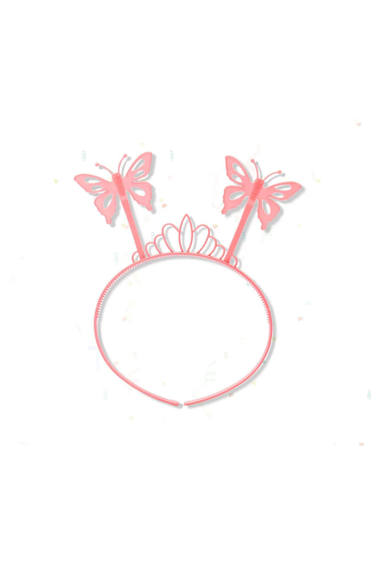 Toz Pembe Renk Kelebek Kanadı Tacı ve Sopası 50x37 cm - Görsel 2