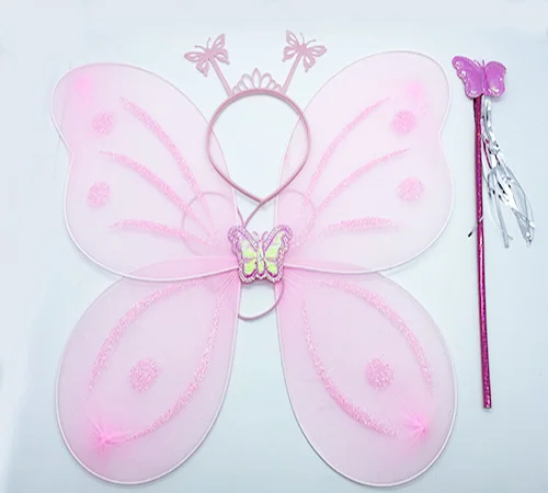 Toz Pembe Renk Kelebek Kanadı Tacı ve Sopası 50x37 cm Toz Pembe Renk Kelebek Kanadı Tacı ve Sopası 50x37 cm