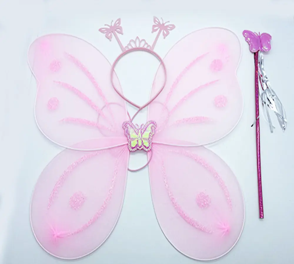 Toz Pembe Renk Kelebek Kanadı Tacı ve Sopası 50x37 cm (4741) Toz Pembe Renk Kelebek Kanadı Tacı ve Sopası 50x37 cm (4741)