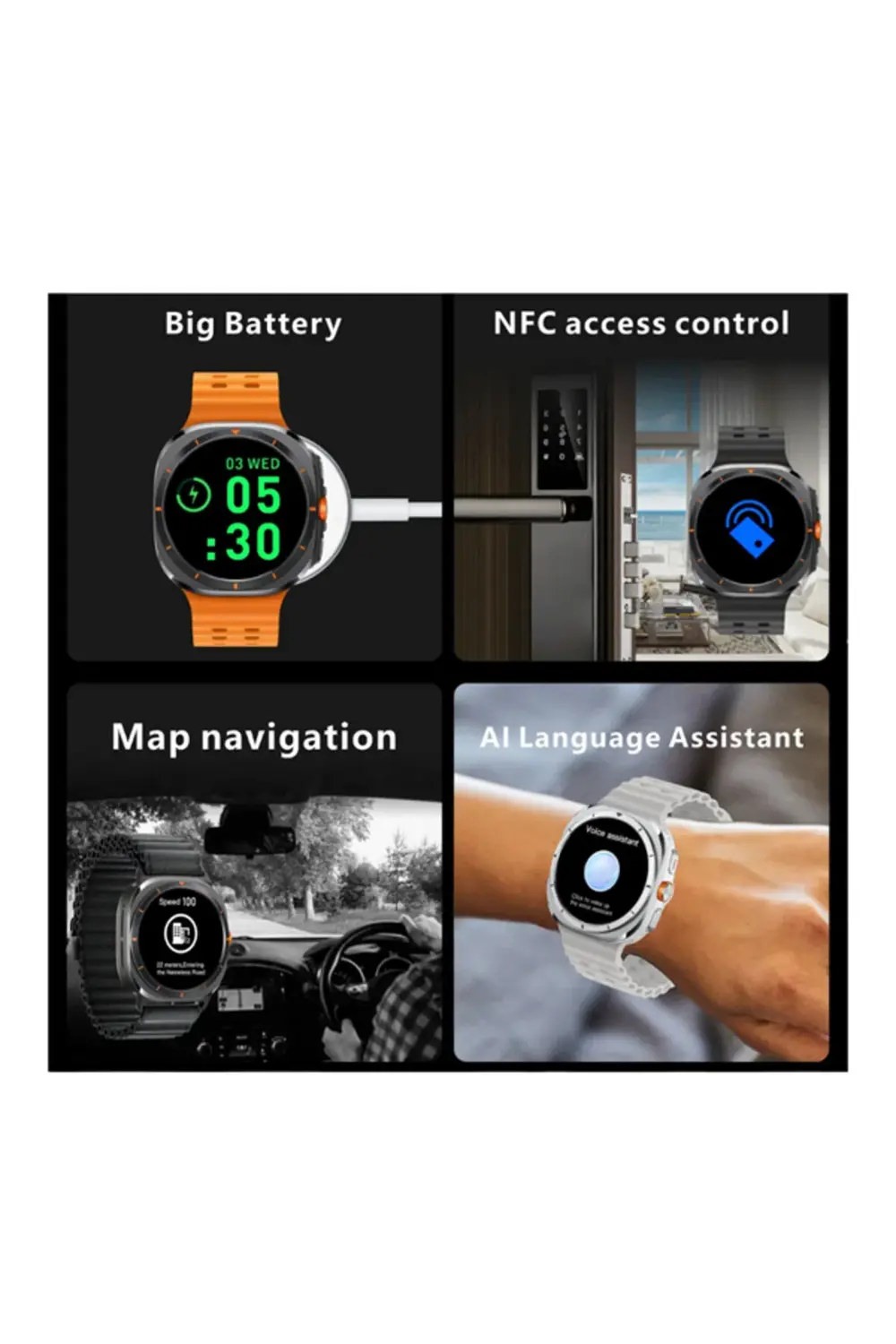 Toza ve Suya Dayanıklı Unisex Akıllı Saat | Renkli Ekran | Mikrof