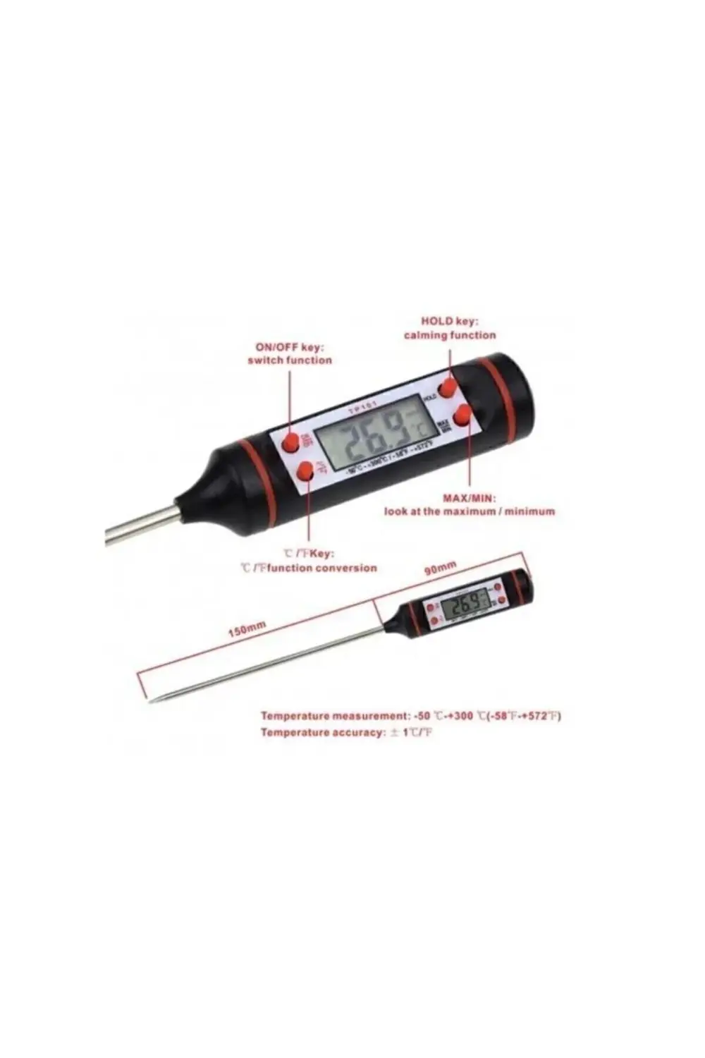 Tp Daldırma Saplama Tipi Dijital Gıda Sıcaklık Ölçer Termometre