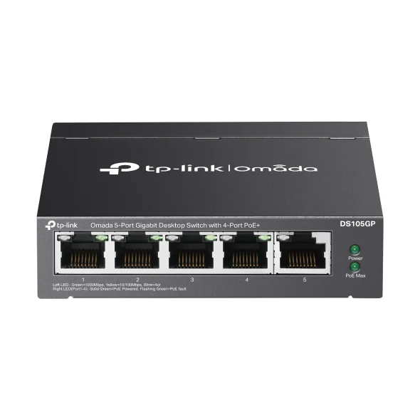 TP-LINK DS105GP 65W 5GE Switch with 4GE PoE, 250m P PoE Auto Recovery, Metal Desktop TP-LINK DS105GP 65W 5GE Switch with 4GE PoE, 250m P PoE Auto Recovery, Metal Desktop