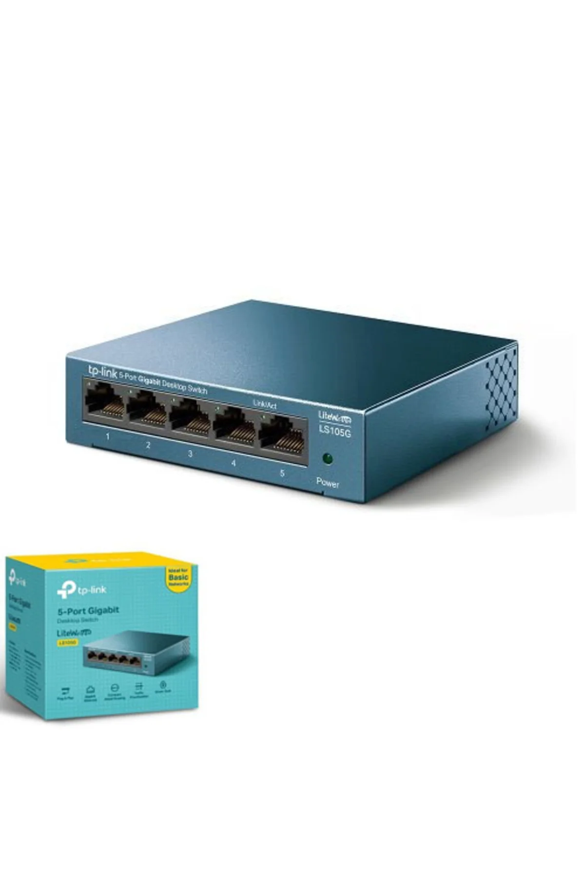 TP-LINK LiteWave 5 Port LS105G 10/100/1000 Gigabit Çelik Kasa Swi