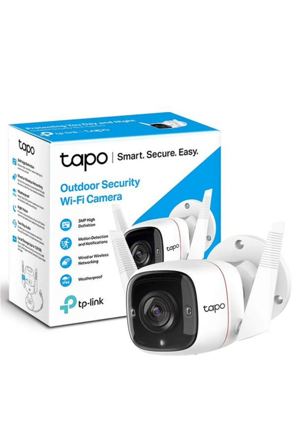 TP-LINK Tapo TC65 (C310), 3,0Mpix, İç ve Dış Mekan, IP66, WiFi, 30Mt. Gece Görüşü, İki Yönlü Ses Güv