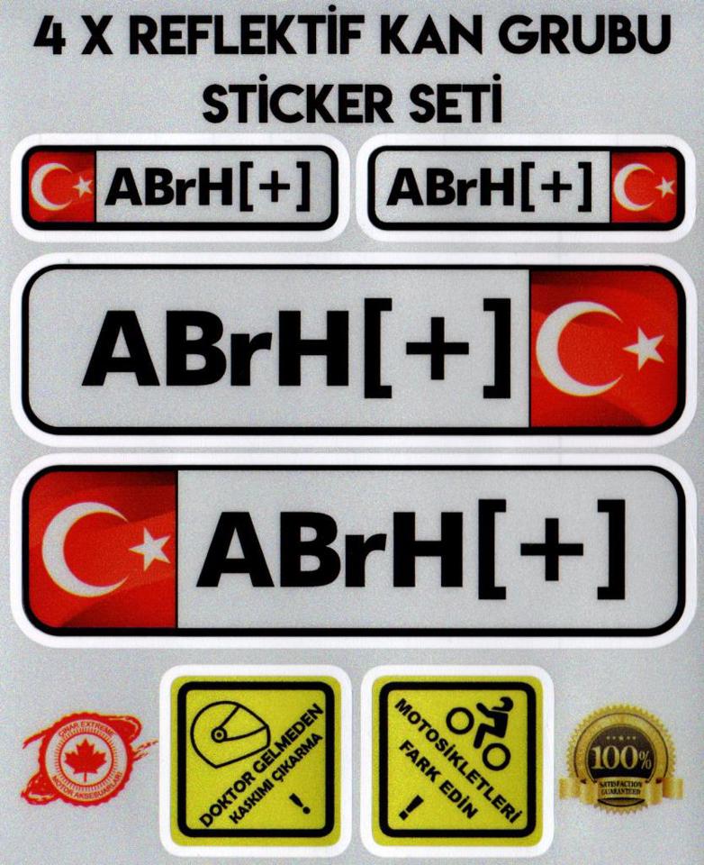 TR AB rH + Reflektif Kan Grubu Seti Sticker Çınar Extreme TR AB rH + Reflektif Kan Grubu Seti Sticker Çınar Extreme