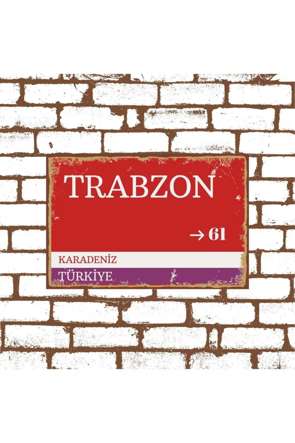 Trabzon Sokak Tabelası Görselli Retro Ahşap Poster