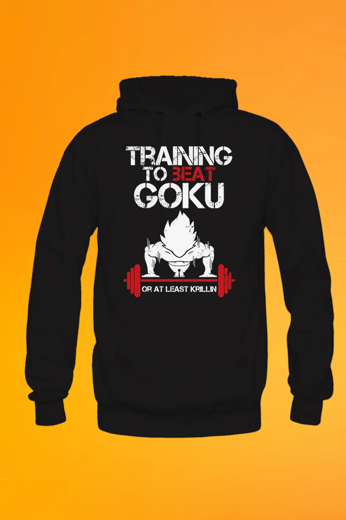 Train Like Beat Goku Baskılı Siyah Unisex Kanguru Cep Kapüşonlu Sweatshirt