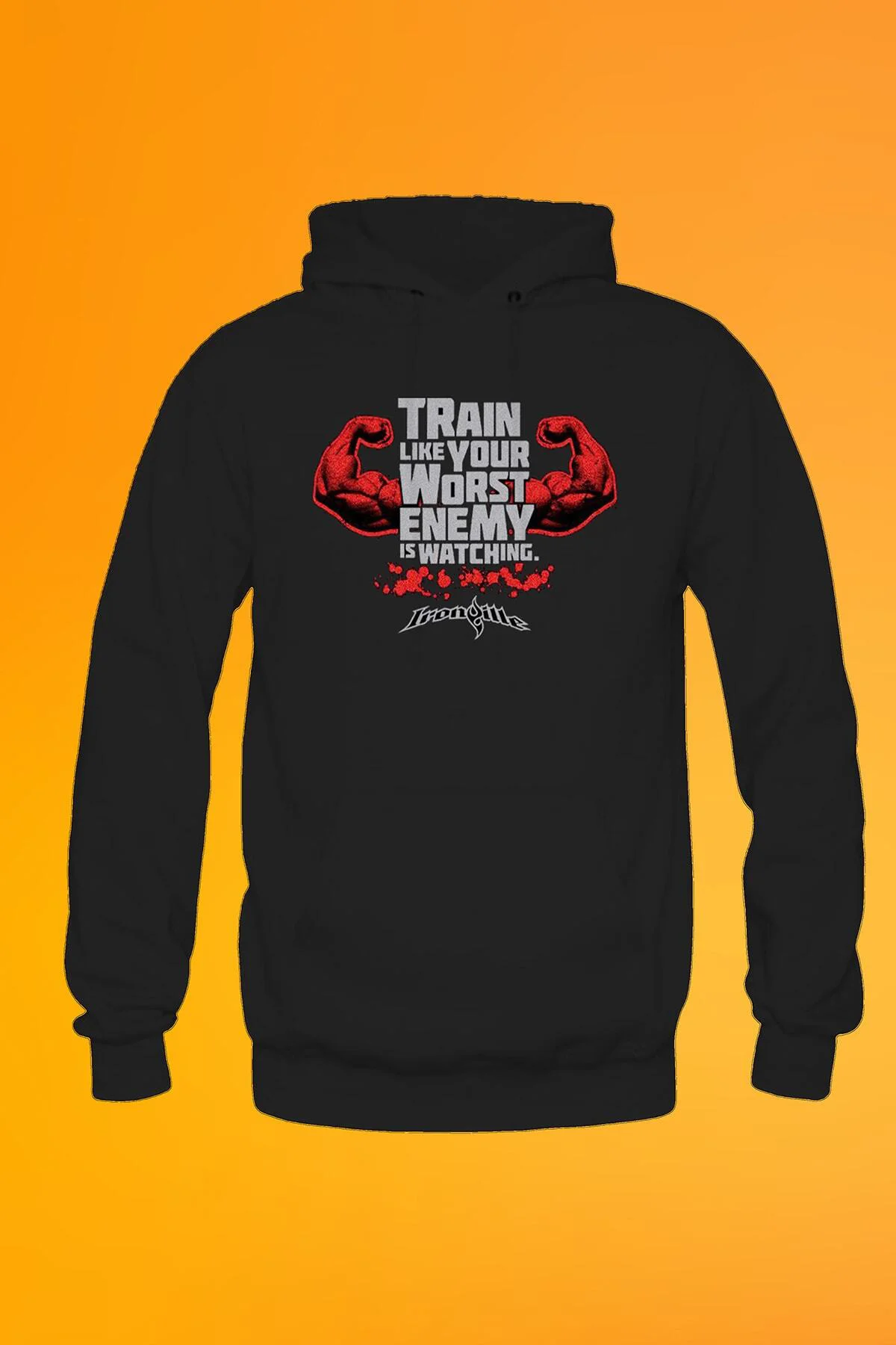 Train Like Your Worst Baskılı Siyah Unisex Kanguru Cep Kapüşonlu Sweatshirt