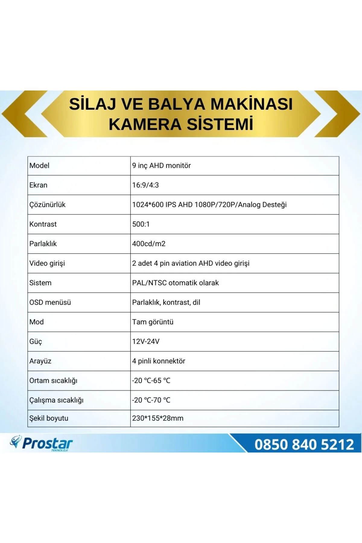 Traktör Balya Silaj Makinası Kamera Sistemi Ahd 1080p Full Hd Tak