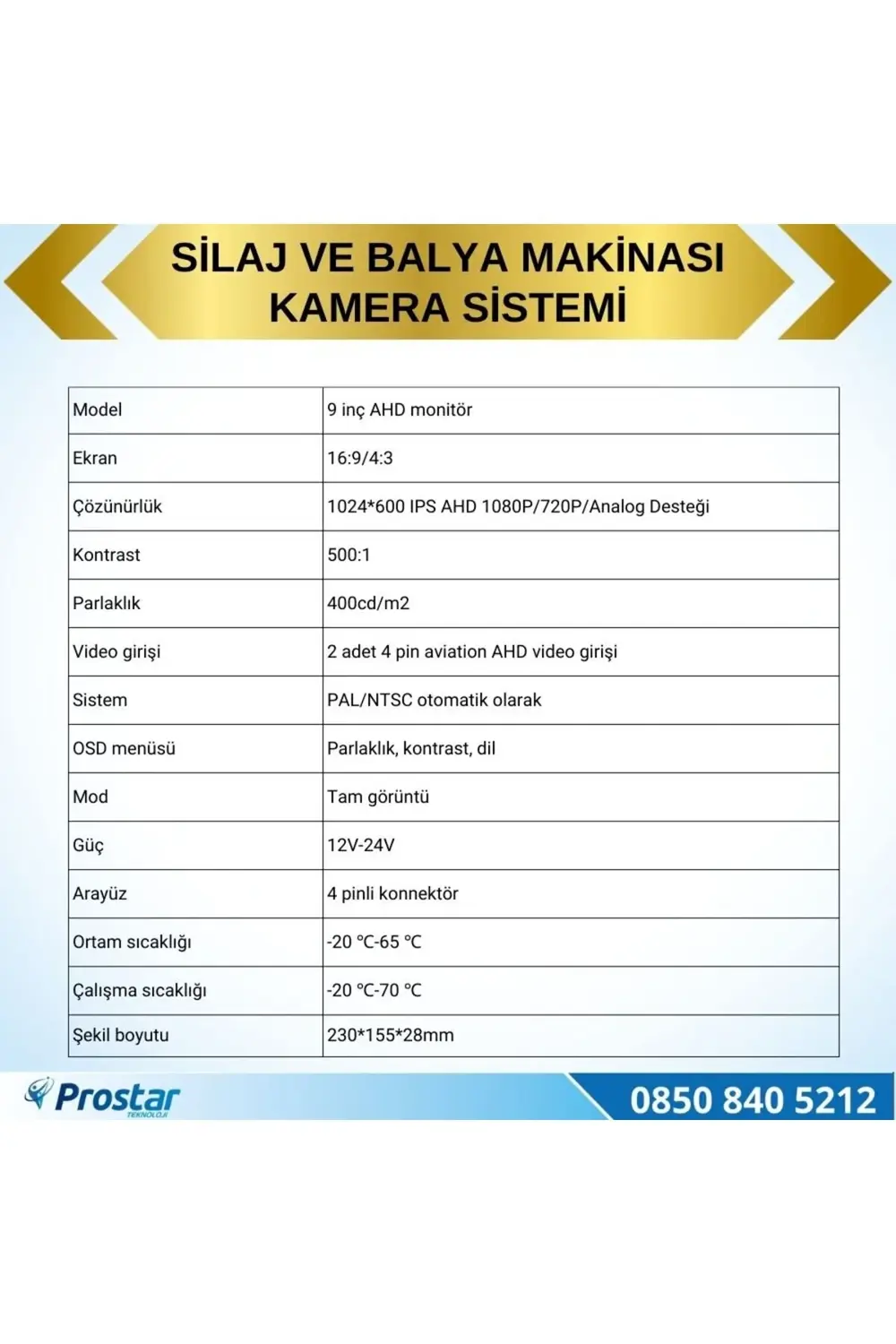 Traktör Balya Silaj Makinası Kamera Sistemi Ahd 1080p Full Hd Tak