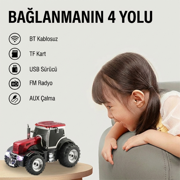 Traktör Tasarımlı Bluetooth Hoparlör Eğlenceli Müzik Keyfi