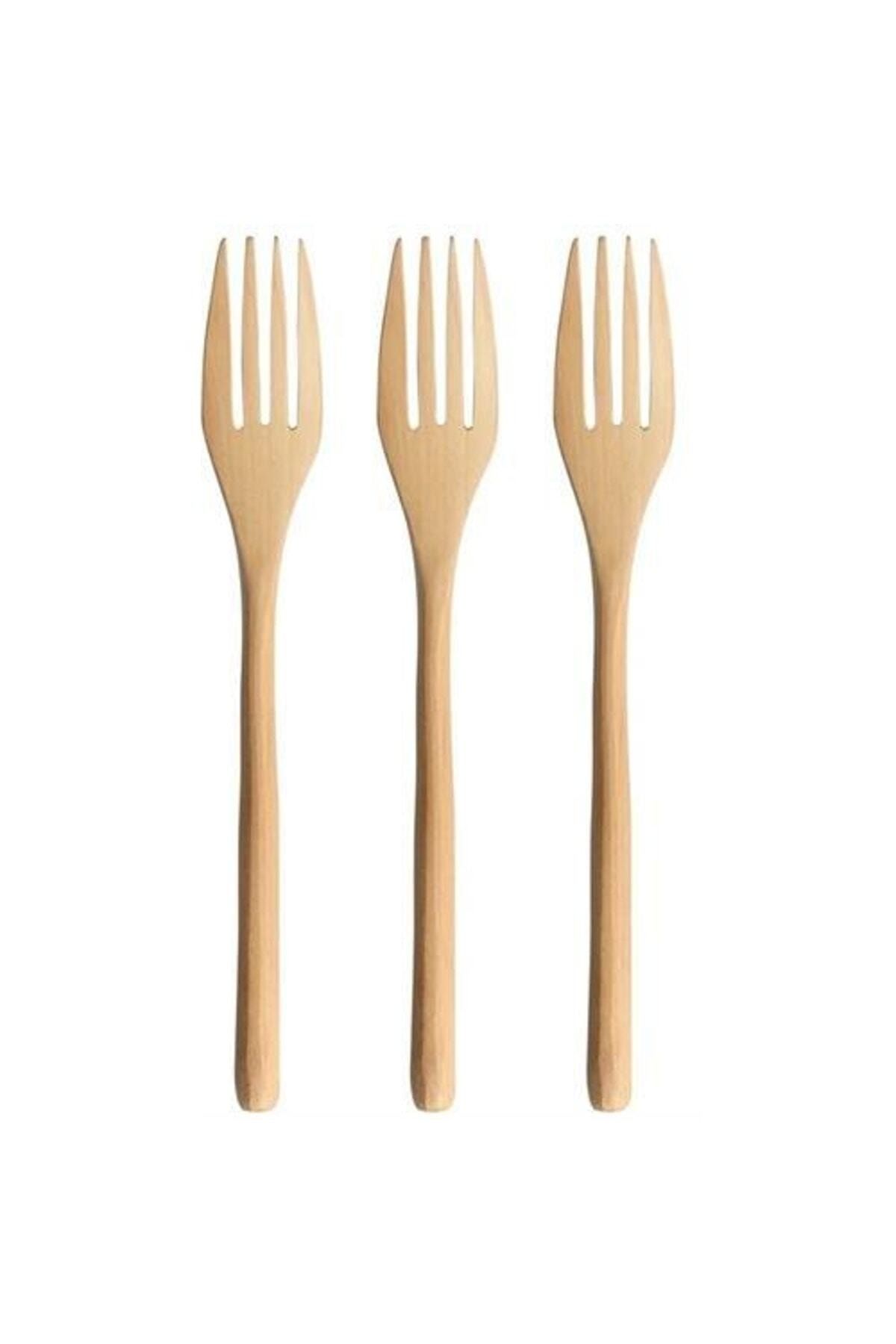 Transformacıon Morada 3 Adet 25 Cm Ham Ahşap Doğal Yemek Çatalı