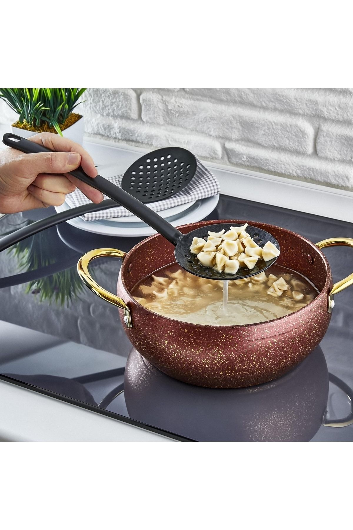 Transformacıon J.lewis Siyah Teflon Teflon Spatula Kevgir Kaşık Kepçe Seti