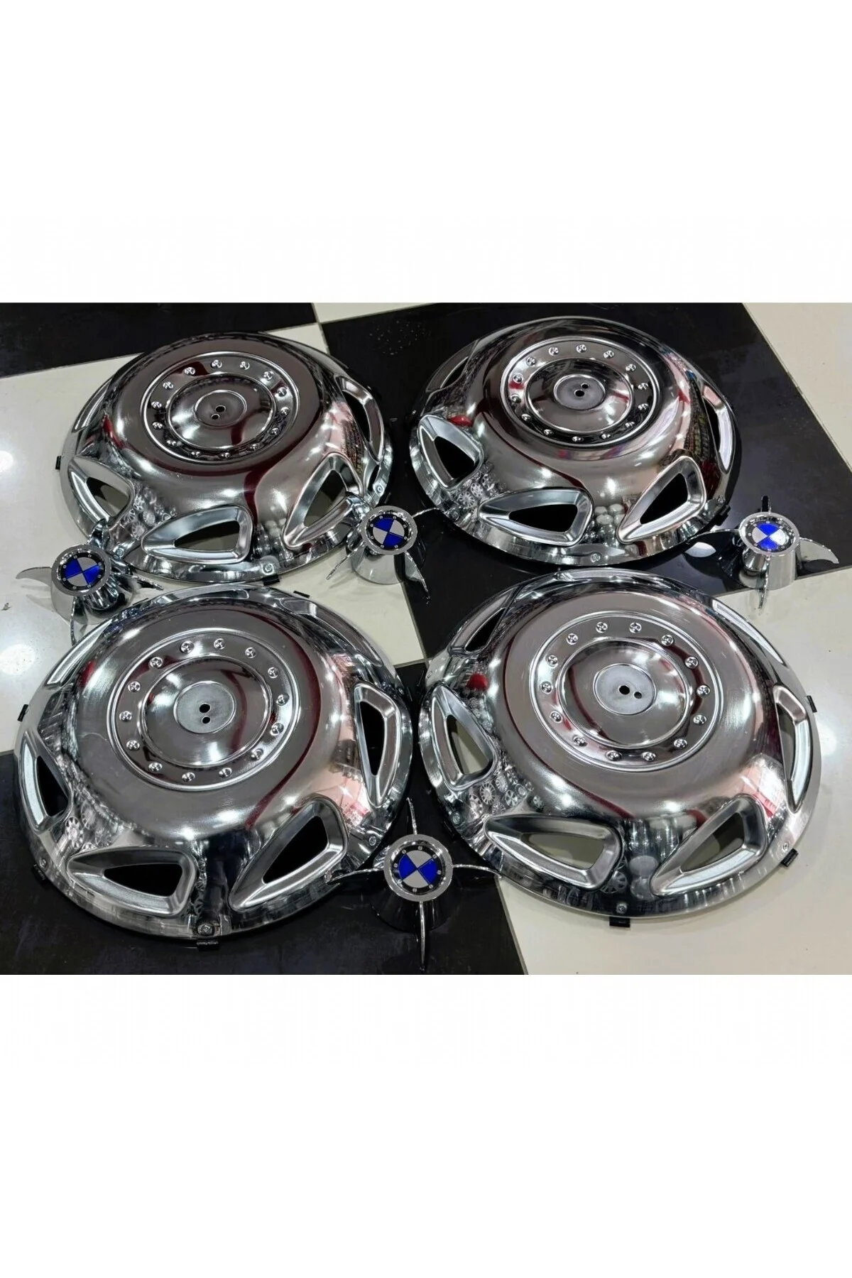 TRANSİT TEK TEKER -JUMBO-SPRİNTER-GRAFTER 16'' İNÇ NİKEL JANT KAPAĞI 4 ADET 4 KOLLU M.F.