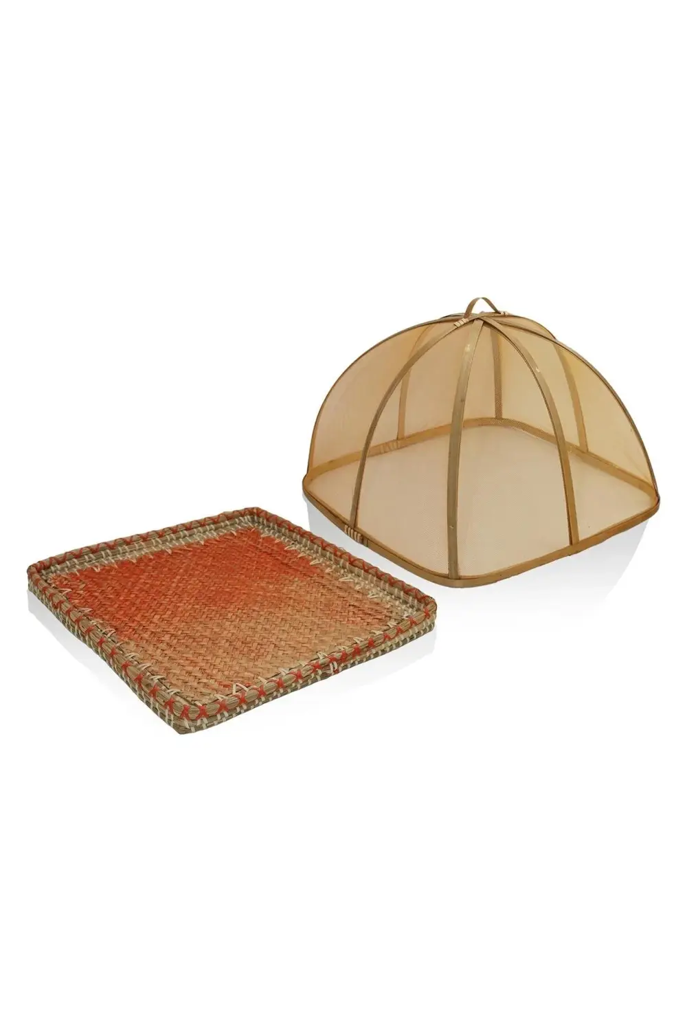 Transparan Bambu Hasır Tepsi 38x38x24 cm