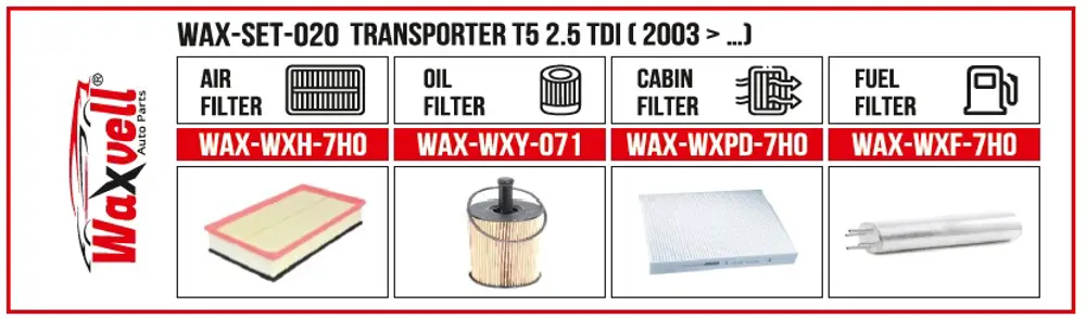 TRANSPORTER T5 2.5 TDI FİLTRE BAKIM SETİ ( 2003 > …)