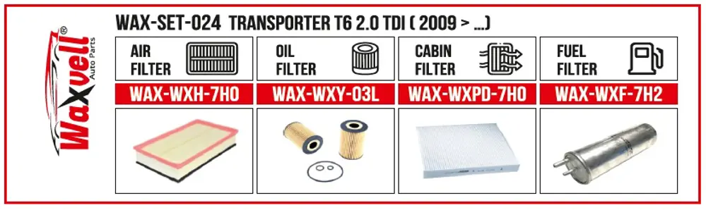 TRANSPORTER T6 2.0 TDI FİLTRE BAKIM SETİ ( 2009 > …)