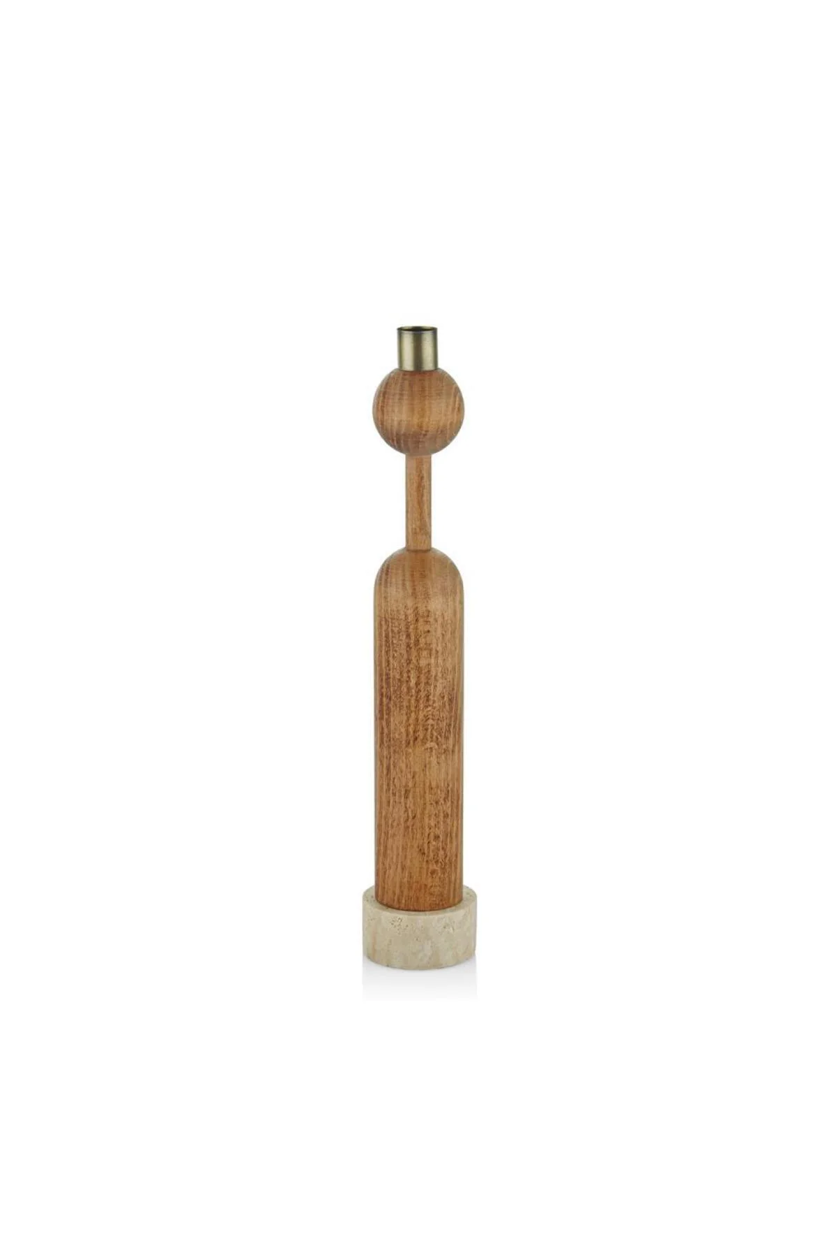 TRAVERTEN KAİDELİ AHŞAP TOPLU MUMLUK 6X36CM