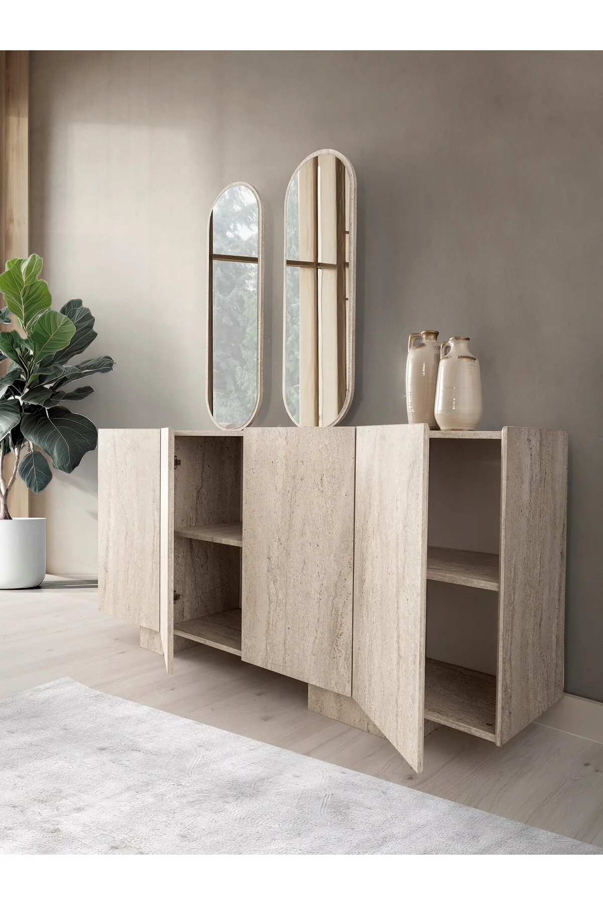 TRAVERTEN MDF KONSOL VE AYNA TRAVERTEN MDF KONSOL VE AYNA