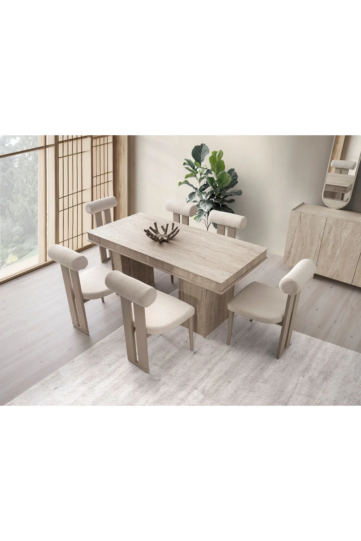 TRAVERTEN MDF MASA +6 SANDALYE Fiyatı, Yorumları ve Özellikleri