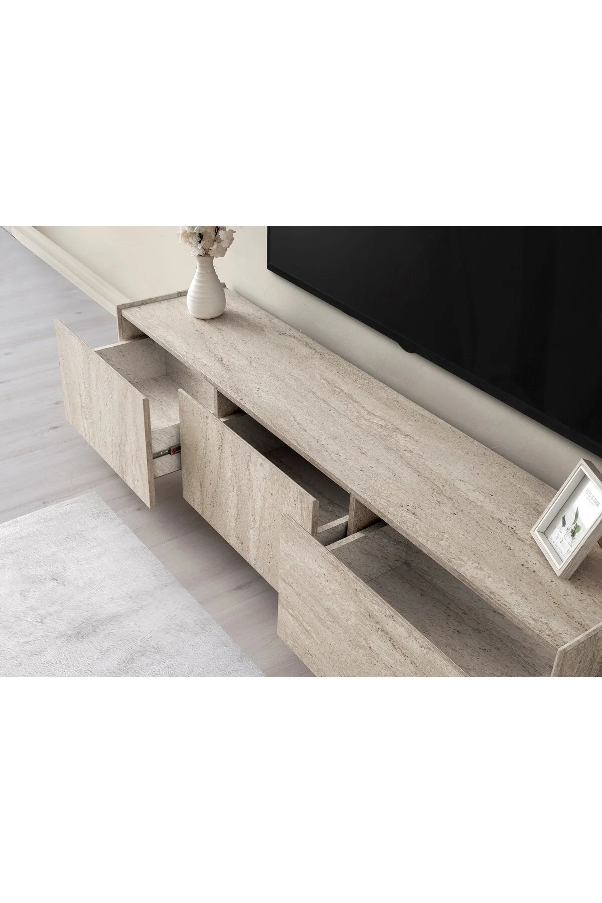 TRAVERTEN MDF TV ÜNİTESİ Fiyatı, Yorumları ve Özellikleri
