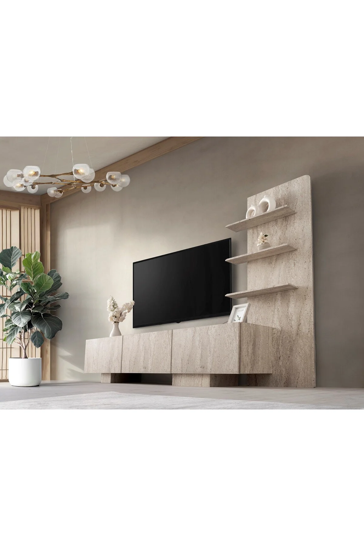 TRAVERTEN MDF TV ÜNİTESİ Fiyatı, Yorumları ve Özellikleri
