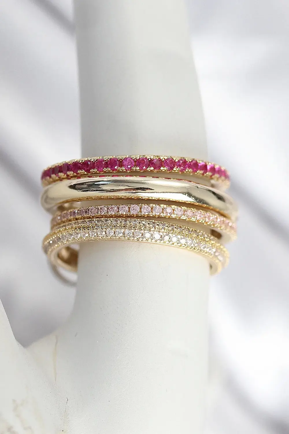 Trend BFS Pirinç Gold Renk Zirkon Taşlı 4'Lü Kadın Yüzük