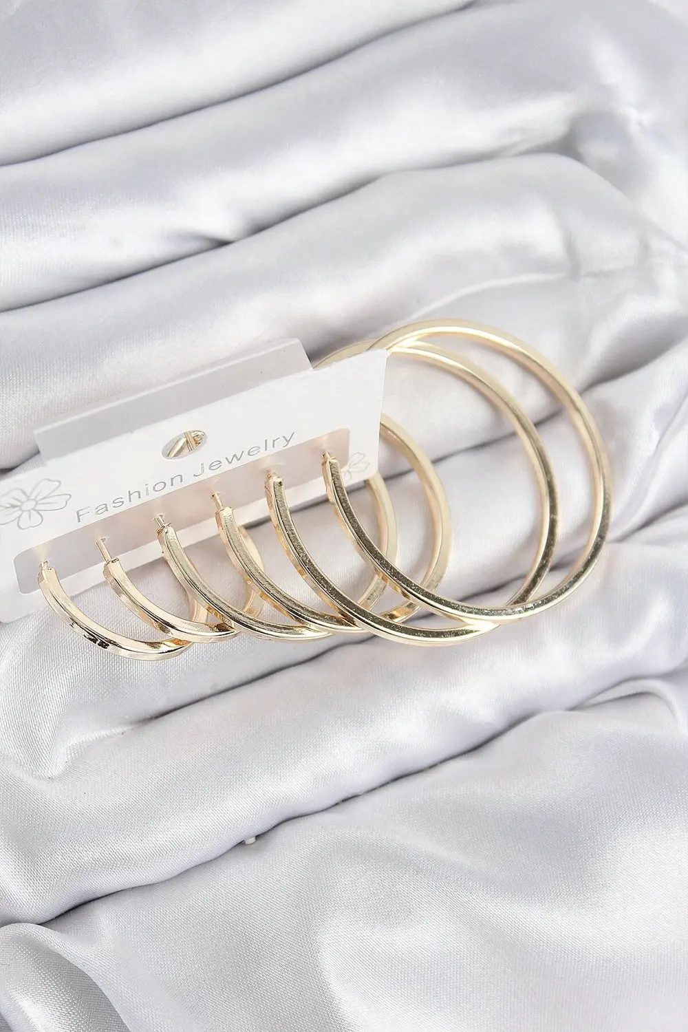 Trend BFS Pirinç Halka Model Gold Renk Kadın Set Küpe