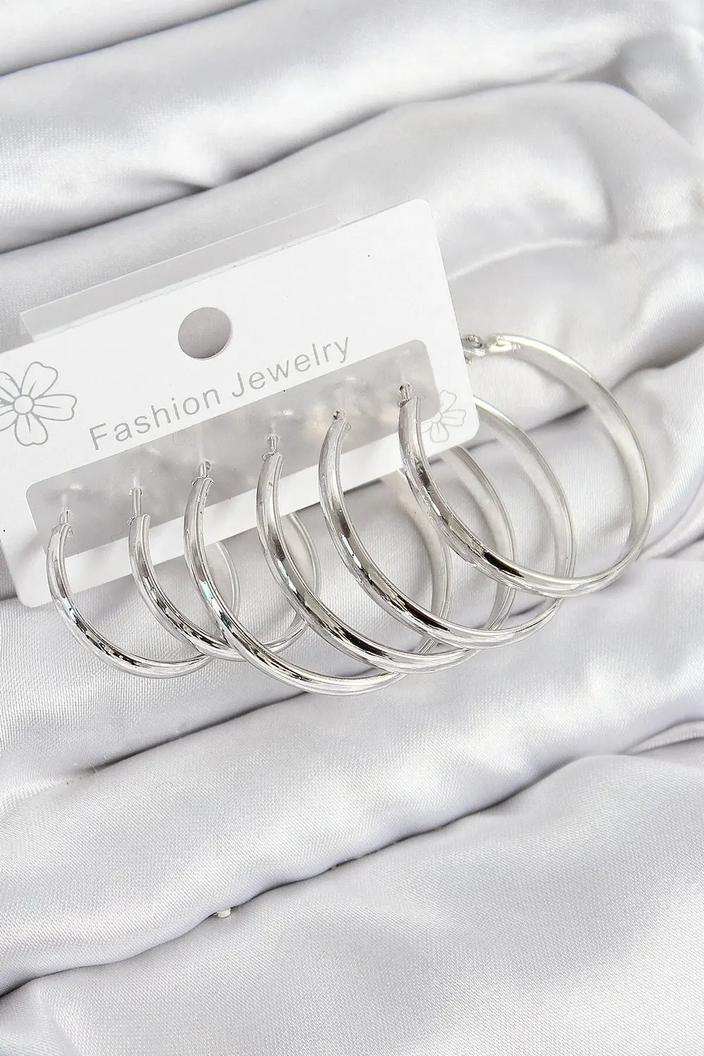 Trend BFS Pirinç Halka Model Gümüş Renk Kadın Set Küpe