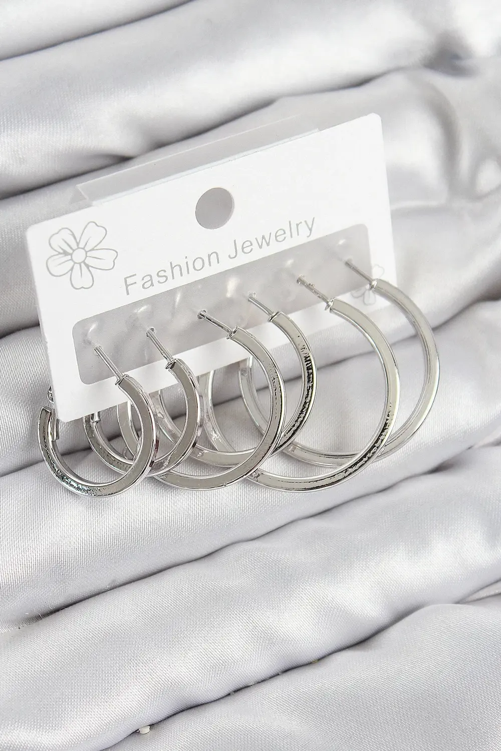 Trend BFS Pirinç Halka Model Gümüş Renk Kadın Set Küpe