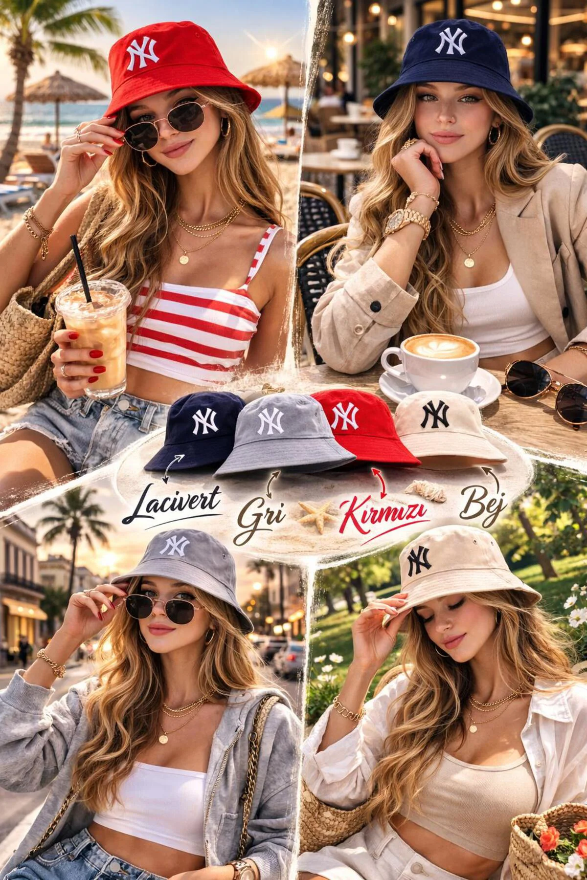 Trend Nakışlı Bucket Kova Şapka, Kova Şapka, Bucket Şapka, Yazlık