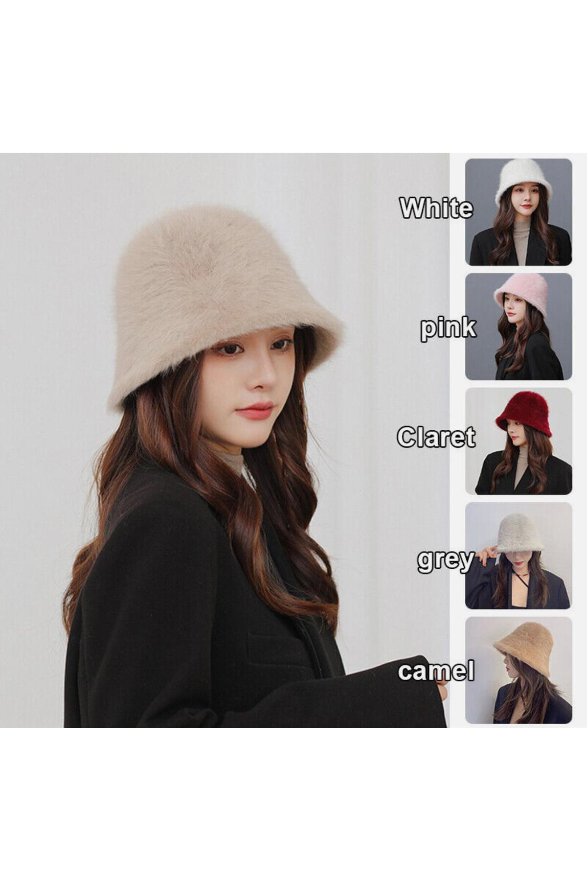 Trend Suni Kürk Pinterest Model Siyah Şapka, Bere