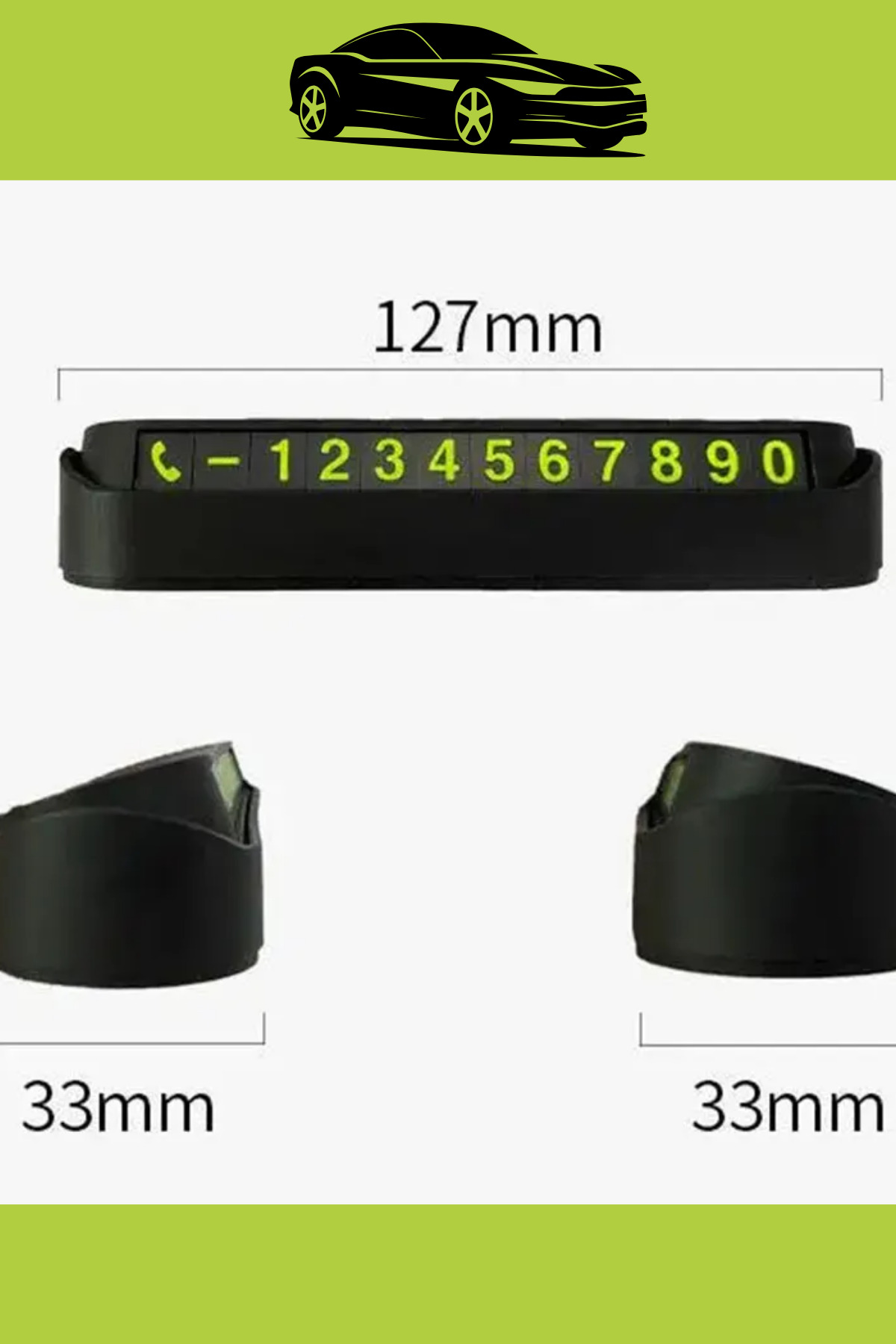 Trend Ürün Siyah Şık Tasarım Fosforlu Mıknatıslı Kişisel Araç Par