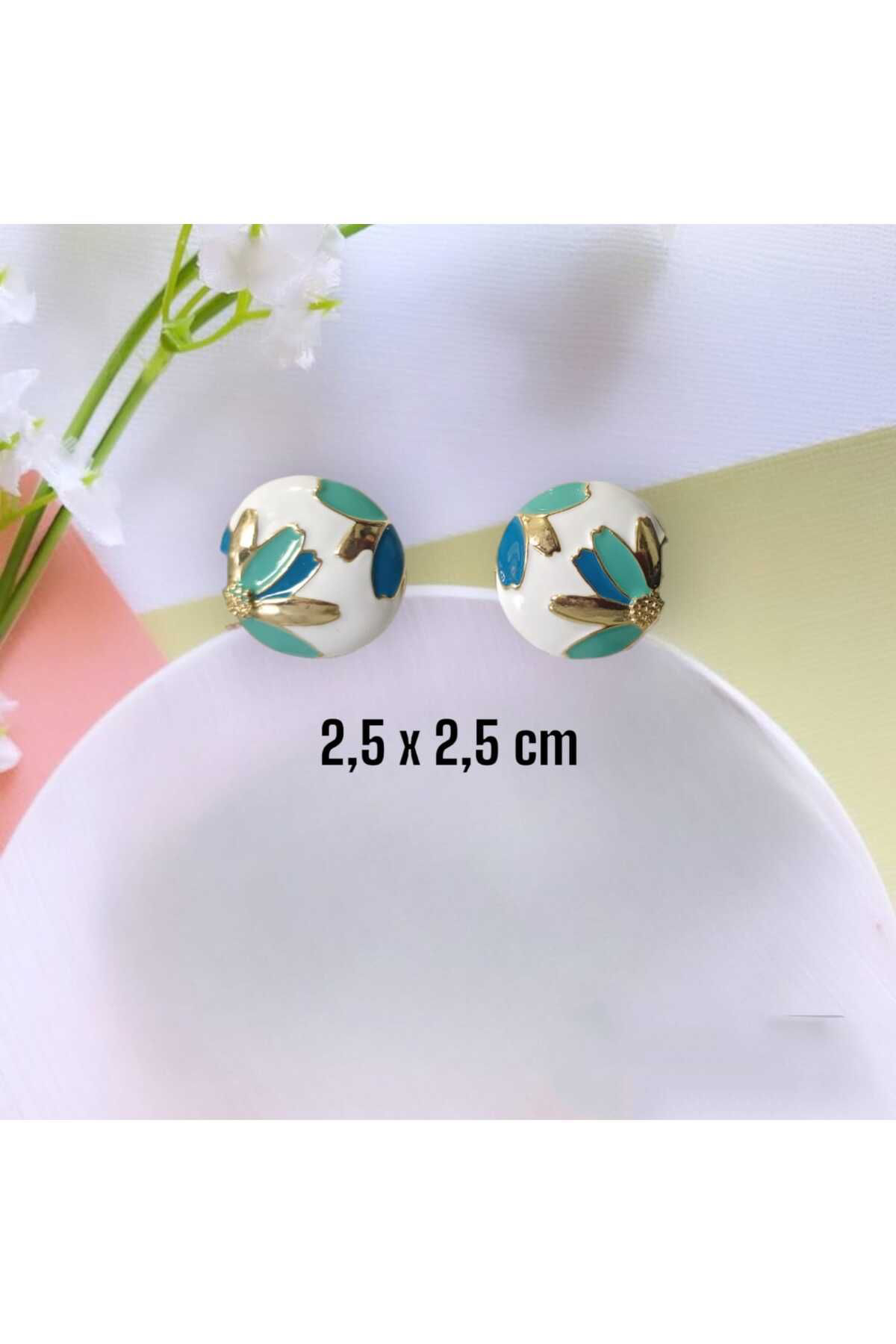 Bijuteri Küpe Trend Yeşil Yuvarlak Küpe