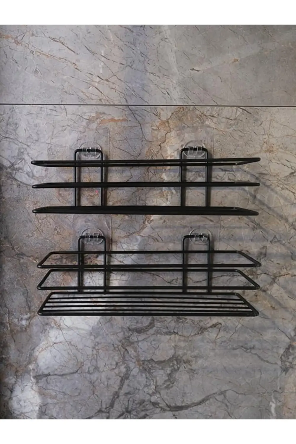 trendflare Yapışkanlı Siyah 2 Adet Tek Katlı Düz Şampuanlık Tş01,