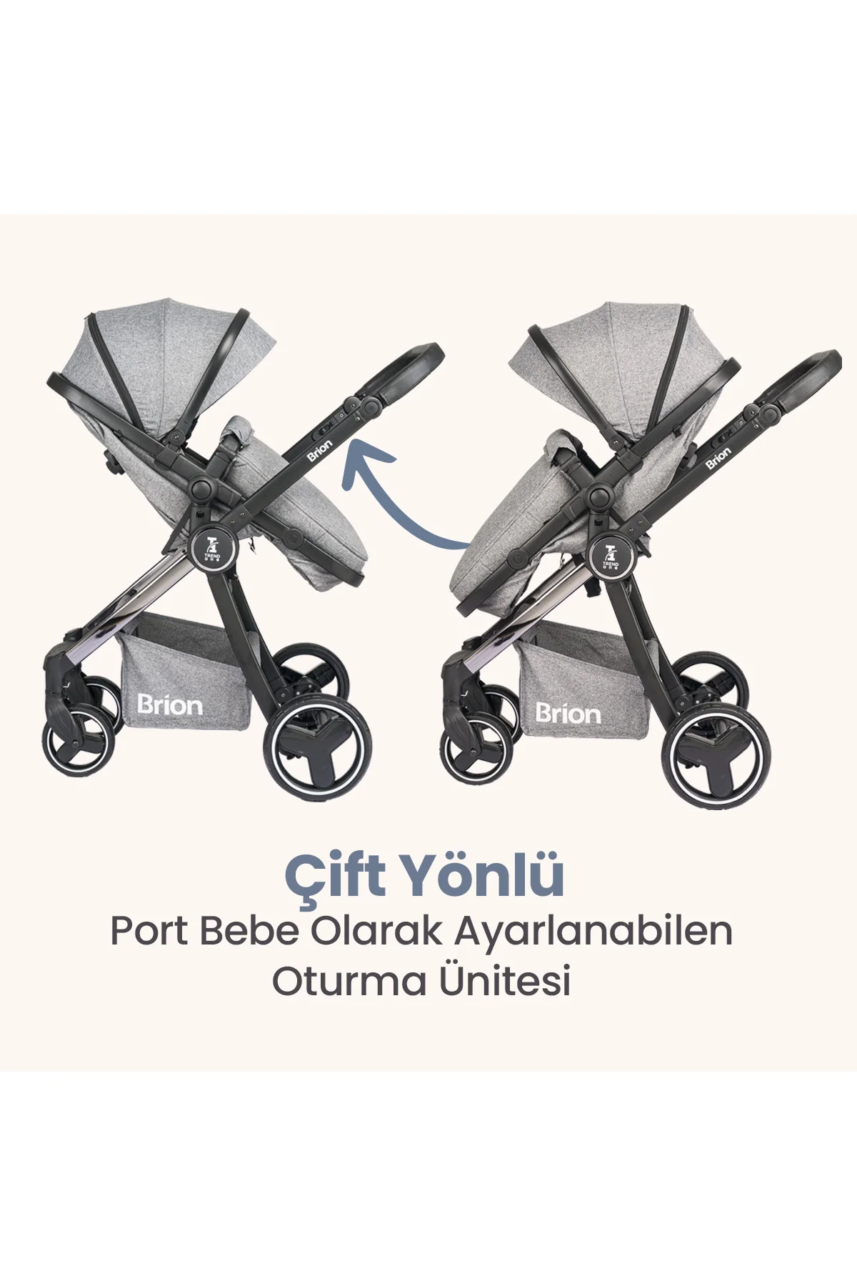 Trendone Travel Sistem Bebek Arabası Gri