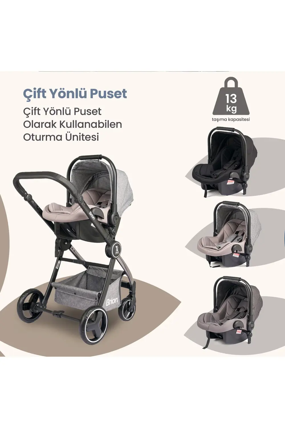 Trendone Travel Sistem Bebek Arabası Gri