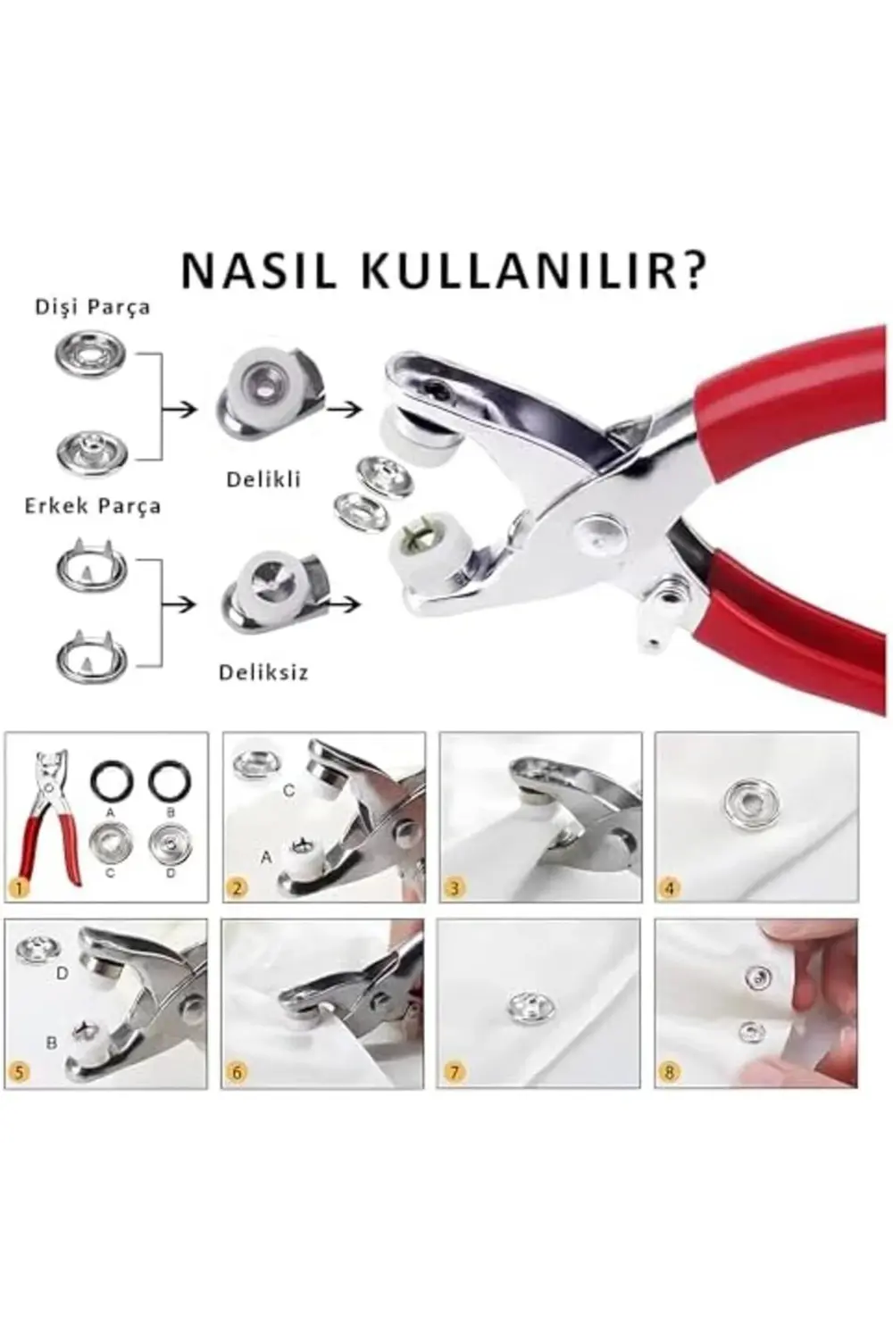 trendyloop 9,5 mm Metal Çıtçıt Düğme ve Seti – 25'li Dayanıklı Pe