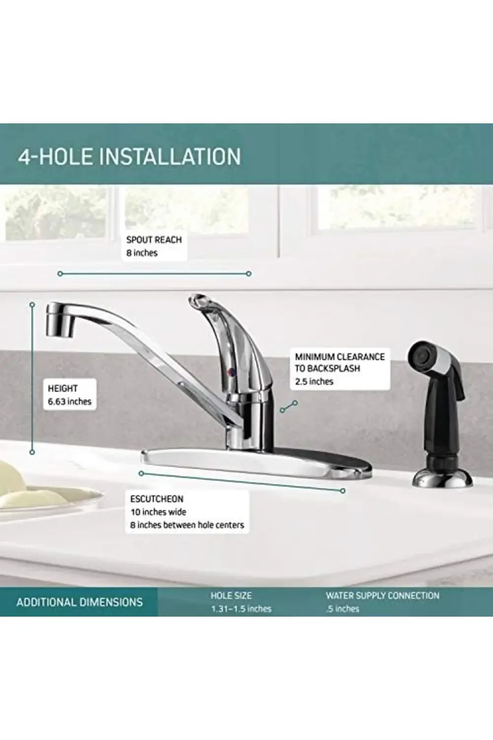 trendyloop Yan Püskürtücülü Tek Kolu Evye Bataryası, Krom P115LF