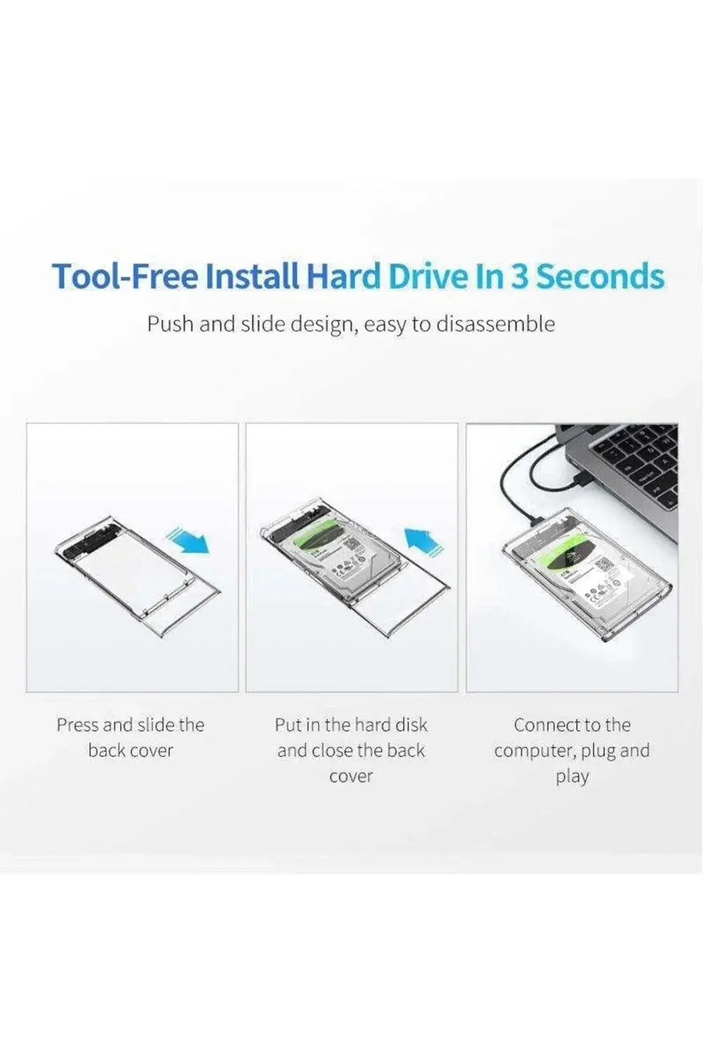 trendymr 2.5 İnç SATA Harddisk Saklama Kutusu, Şeffaf Pleksi Kasa