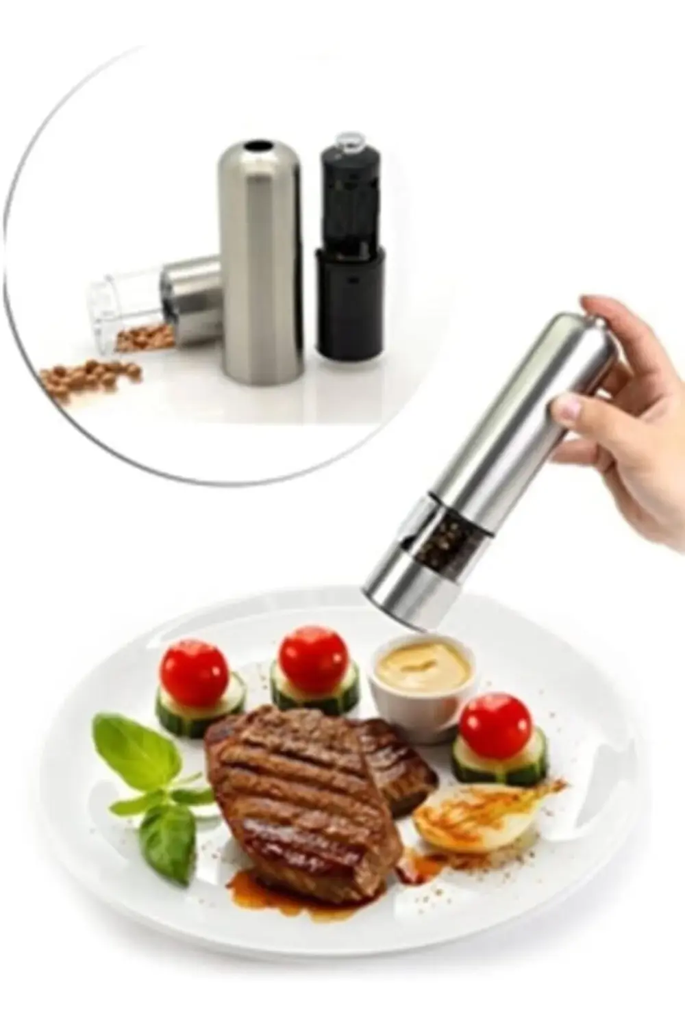 trendymr Gümüş Baharat Öğütücü Değirmen Pilli Işıklı Life 1171957