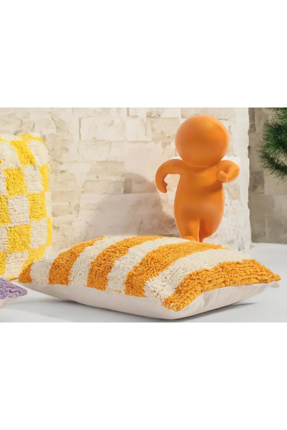 trendymr Pop Stripe Dokuma Yastık Hardal 45x45cm Life 1171957