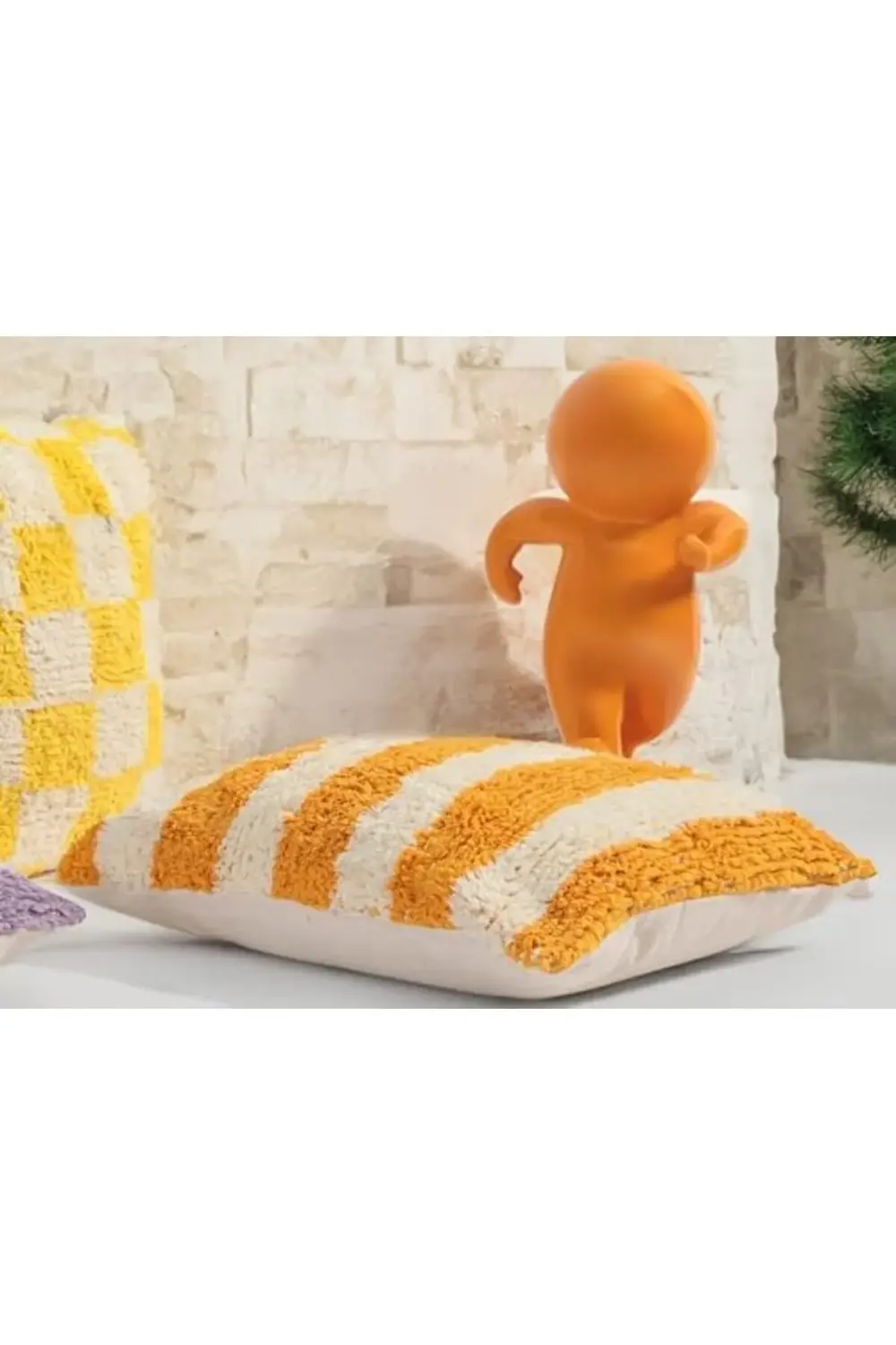 trendymr Pop Stripe Dokuma Yastık Hardal 45x45cm Life 1171957